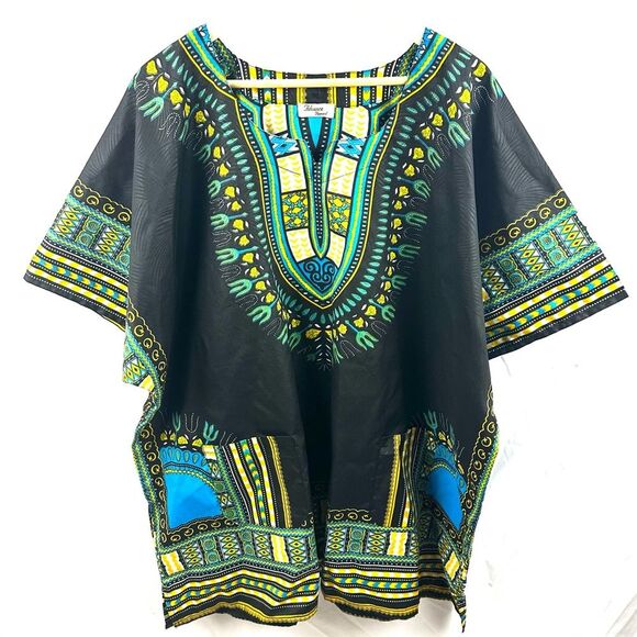 Advance Apparel African Dashiki Shirt Unisex Plus Size Black Green Blue Yellow - Picture 1 of 7